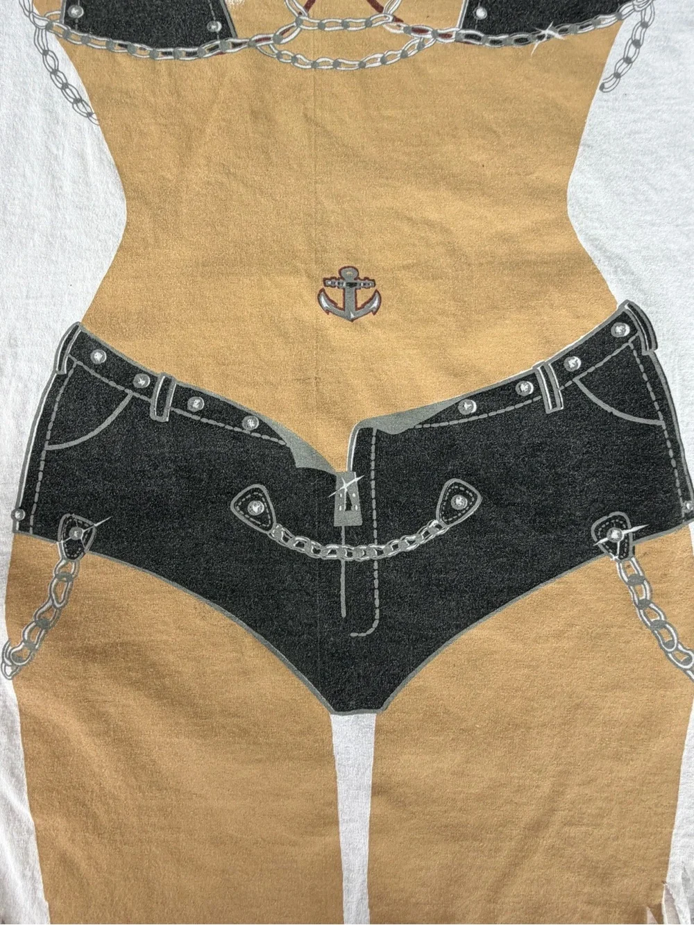 Vintage Biker Chic Bikini Illusion Beach Pool T-Shirt Coverup Fringe M/L GUC
